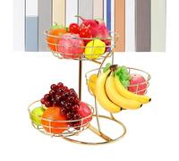 Genérico 3-Tier Fruit Basket - Metal Non-Slip Storage Organizer for Kitchen | Space-Saving Counter and Pantry Rack for Home Apartment Restaurant, Holds Fruit, Vegetables, Bread, Snacks, Potatoes