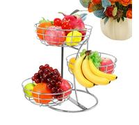 Genérico 3-Tier Fruit Basket - Metal Non-Slip Storage Organizer for Kitchen | Space-Saving Counter and Pantry Rack for Home Apartment Restaurant, Holds Fruit, Vegetables, Bread, Snacks, Potatoes