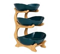 Genérico 3 Tier Oval Fruit Basket, Upgraded Fruit Basket With Bamboo Stand, 3-Tiers Kitchen Countertop Organizer With Detachable Bowls For Fruits, Vegetables Snacks For Home Decor and Party (Green)