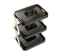 Genérico 3 Tier Prep Tray Rack - Foldable Kitchen Organizer for Grilling Meal Prep | Stainless Steel Frame Stackable Shelves Anti Slip Design Storage Utensils Ingredients Sauces Countertop Set
