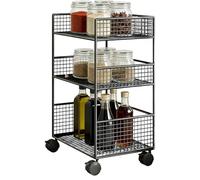 Genérico 3 Tier Rolling Cart - 3 Tier Metal Movable Organizer with Wheels | Rolling Cart Organizers | For Kitchen Office Cleaning College Laundry Bathroom Classroom Craft Makeup Pantry