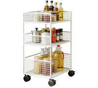 Genérico 3 Tier Rolling Cart - Multi Functional Metal Trolley with Wheels, Narrow Space Saving Storage Organizer | Rolling Cart For Kitchen Office Laundry Bathroom Classroom Craft Makeup Pantry