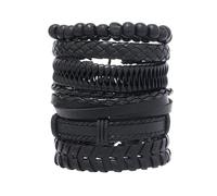 Genérico 30 Color Options Men's Vintage Bracelet Set - New Leather Braided Multilayer Hand String, Masculine Accessories(Leather bracelet13)