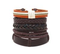 Genérico 30 Color Options Men's Vintage Bracelet Set - New Leather Braided Multilayer Hand String, Masculine Accessories(Leather bracelet14)