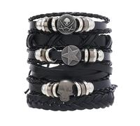Genérico 30 Color Options Men's Vintage Bracelet Set - New Leather Braided Multilayer Hand String, Masculine Accessories(Leather bracelet16)