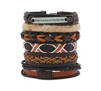 Genérico 30 Color Options Men's Vintage Bracelet Set - New Leather Braided Multilayer Hand String, Masculine Accessories(Leather bracelet27)