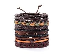 Genérico 30 Color Options Men's Vintage Bracelet Set - New Leather Braided Multilayer Hand String, Masculine Accessories(Leather bracelet9)