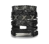 Genérico 30 Color Options Men's Vintage Bracelet Set - New Leather Braided Multilayer Hand String, Masculine Accessories(Leather bracelet15)