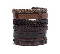 Genérico 30 Color Options Men's Vintage Bracelet Set - New Leather Braided Multilayer Hand String, Masculine Accessories(Leather bracelet11)