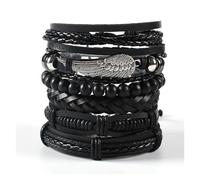 Genérico 30 Color Options Men's Vintage Bracelet Set - New Leather Braided Multilayer Hand String, Masculine Accessories(Leather bracelet10)