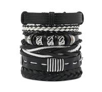 Genérico 30 Color Options Men's Vintage Bracelet Set - New Leather Braided Multilayer Hand String, Masculine Accessories(Leather bracelet29)