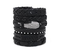 Genérico 30 Color Options Men's Vintage Bracelet Set - New Leather Braided Multilayer Hand String, Masculine Accessories(Leather bracelet20)