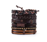 Genérico 30 Color Options Men's Vintage Bracelet Set - New Leather Braided Multilayer Hand String, Masculine Accessories(Leather bracelet7)