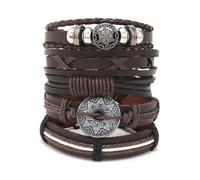 Genérico 30 Color Options Men's Vintage Bracelet Set - New Leather Braided Multilayer Hand String, Masculine Accessories(Leather bracelet21)
