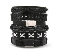 Genérico 30 Color Options Men's Vintage Bracelet Set - New Leather Braided Multilayer Hand String, Masculine Accessories(Leather bracelet1)