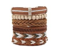 Genérico 30 Color Options Men's Vintage Bracelet Set - New Leather Braided Multilayer Hand String, Masculine Accessories(Leather bracelet28)