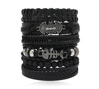 Genérico 30 Color Options Men's Vintage Bracelet Set - New Leather Braided Multilayer Hand String, Masculine Accessories(Leather bracelet31)