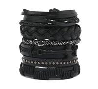 Genérico 30 Color Options Men's Vintage Bracelet Set - New Leather Braided Multilayer Hand String, Masculine Accessories(Leather bracelet26)