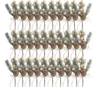 Genérico 30 Pcs Artificial Pine Berry Picks, Christmas Pine Needles with Red Berries Pines Cones, Realistic Holly Stems, for DIY Xmas Tree/Garland Crafts (Gold)