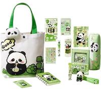 Genérico 30 pz Panda Stationery Set, Panda School Supplies for Kids Including Canvas Bag, Pencil Case Pen Gel Pens, Stickers, Pinos, Notebooks, Keychain and More