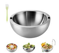 Genérico 304 Stainless Steel Insulated Salad & Dipping Bowl, Salad Bowl, Double Wall Serving, with 2 Water Injection Holes, for Family Gatherings, Picnics and Salad Making (S)