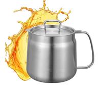 Genérico 304 Stainless Steel Oil Filter Pitcher - Grease Container With Strainer | Kitchen Oil Storage Can | Cooking Grease Keeper - 1.2L Capacity, Fine Mesh Filter, Dust-Proof Lid, Anti-Slip Base