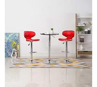 Genérico 323645 Bar Stools 2 pcs Red Faux Leather,Sillas,Taburetes de cocina-323645