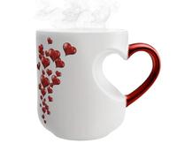 Generico 325 ml Heart Shaped Mug - 10,5 x 8 x 9 cm Heat Changing Coffee Cup | Ceramic Novelty Drinkware With Handle, Funny Beverage Mug For Couples Work Break Morning Evening Home Kitchen Travel Party