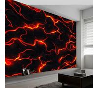 Genérico 350 x 256 cm Papel Pintado Pared Panorámico Ciencia Ficción Textura Llama Rojo Anaranjado decoración de pared Póster Gigante de Pared Personalizado 3D Para Salón Dormitorio