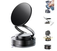 Genérico 360° Adjustable Vacuum Magnetic Phone Holder, 2025 Upgraded Folding Magnetic Car Phone Holder, Suction Cup Phones Mount, for All Smartphones (Black)