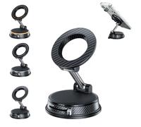Genérico 360° Adjustable Vacuum Magnetic Phone Holder,Rotation Sucker Suction Cup Phone Mount,Ultra-Strong Grip,Rock Solid,Dual-Axis Adjustability,No Trace,Reusable,for Car/Gym/Mirror/Shower (Black)