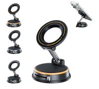 Genérico 360° Adjustable Vacuum Magnetic Phone Holder,Rotation Sucker Suction Cup Phone Mount,Ultra-Strong Grip,Rock Solid,Dual-Axis Adjustability,No Trace,Reusable,for Car/Gym/Mirror/Shower (Orange)