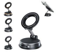 Genérico 360° Adjustable Vacuum Magnetic Phone Holder,Rotation Sucker Suction Cup Phone Mount,Ultra-Strong Grip,Rock Solid,Dual-Axis Adjustability,No Trace,Reusable,for Car/Gym/Mirror/Shower (Gray)
