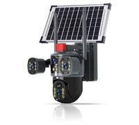 Genérico 360°Camara Vigilancia Wifi/4G Exterior Solar, 2025 New Cámara Domo Solar De Triple Lente, Audio Bidireccional En Tiempo Real, Cámaras (4G)