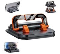 Genérico 360° Dashboard Car Phone Holder with Strong Suction Cup, 2-in-1 Adjustable Viewing Angles Dashboard Mount with Hidden Emergency Contact Number Plate, Anti-Slip Holder for All Phones (Orange)