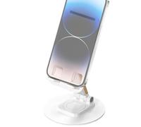 Genérico 360 Degree Rotating Adjustable Metal Phone Stand - Foldable Desk Mount with Non-Slip Base, Lightweight Portable Smartphone Holder for Table Desk Kitchen Bedroom