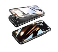 Genérico 360 Full Protection Metal Magnetic Phone Case for iPhone 17 Pro MAX, 360 Full Protection Metal Magnetic Double-Sided Glass Snap Lock Case, for iPhone 17 Pro MAX (for 17 Pro,Black)