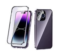 Genérico 360 Full Protection Metal Magnetic Phone Case for iPhone 17 Pro MAX, 360 Full Protection Metal Magnetic Double-Sided Glass Snap Lock Case, for iPhone 17 Pro MAX (for 17 Air,Purple)