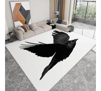 Genérico 3D Alfombras Impresas Cuervos En Vuelo, 120 x 180 cm Lavable Alfombra Impresa - Rug Salon Pelo Corto - tapete Antideslizante para habitación Juvenil, Blanco