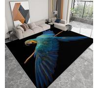 Genérico 3D Alfombras Impresas Fotografiando Loros En Vuelo, 140 x 200 cm Lavable Alfombra Impresa - Rug Salon Pelo Corto - tapete Antideslizante para habitación Juvenil, Negro