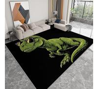 Genérico 3D Alfombras Impresas Gafas Sol Dibujos Animados De Tyrannosaurus Rex, 60 x 90 cm Lavable Alfombra Impresa - Rug Salon Pelo Corto - tapete Antideslizante para habitación Juvenil, Negro