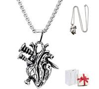 Genérico 3D Anatomical Rebel Heart Pendant Necklace, Vintage Punk Gothic Screw Heart Pendant, Unique Trendy Accessory for Men Women