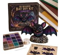 Genérico 3D Bat Animal Beading Kit, DIY Mini Bead Embroidery Set With Guide Book, Handmade Craft Making Supplies For Adults Beginners Art Lovers