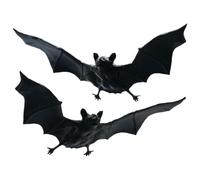 Genérico 3D Bat Decorations - Hanging Prank Props, PVC Set of 2 | Lifelike Spooky Pendant, 7.9-11in Wings, Adhesive, Indoor/Outdoor Use, For Window & Halloween Party