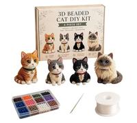 Genérico 3D Beaded Cat DIY Kit - 3D Cat DIY Beginner-Friendly Cute | Handmade Beadwork Set | For Teens Adults Home Office Desk Shelf Party Classroom Art Class