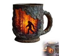 Genérico 3D Bigfoot Forest Fire Mug - Special Coffee Mugs, Vintage Sasquatch Campfire Mug for Camping & Hiking, Rustic Mountain Drinkware for Nature Enthusiasts & Cryptid Fans (1PC)