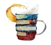 Genérico 3D Book Coffee Mug - Painted Glass Library Mug for Literature Lovers | 7.5x8.5x9cm, Cute Bookish Brews Holder for Teachers, Drinkware Gift Writers, Men, Women, and Bookworms
