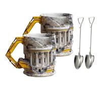 Genérico 3D Building Print Excavator Shape Ceramic Coffee Mug,Novelty Funny Collapsing Building Scene Tea Mugs Milk Cup with Handle,Gift for Engineers and Office Workers
