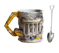 Genérico 3D Building Print Excavator Shape Ceramic Coffee Mug,Novelty Funny Collapsing Building Scene Tea Mugs Milk Cup with Handle,Gift for Engineers and Office Workers