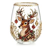 Genérico 3D Christmas Glass Art Cup，Reindeer